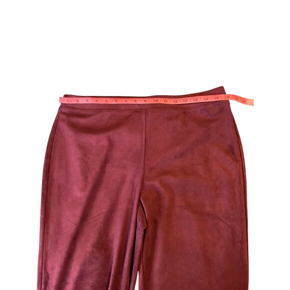 Chicos WomensTunic Leisure Suit Medium/Large Faux Suede Burgundy Stretch Preppy - Picture 12 of 16